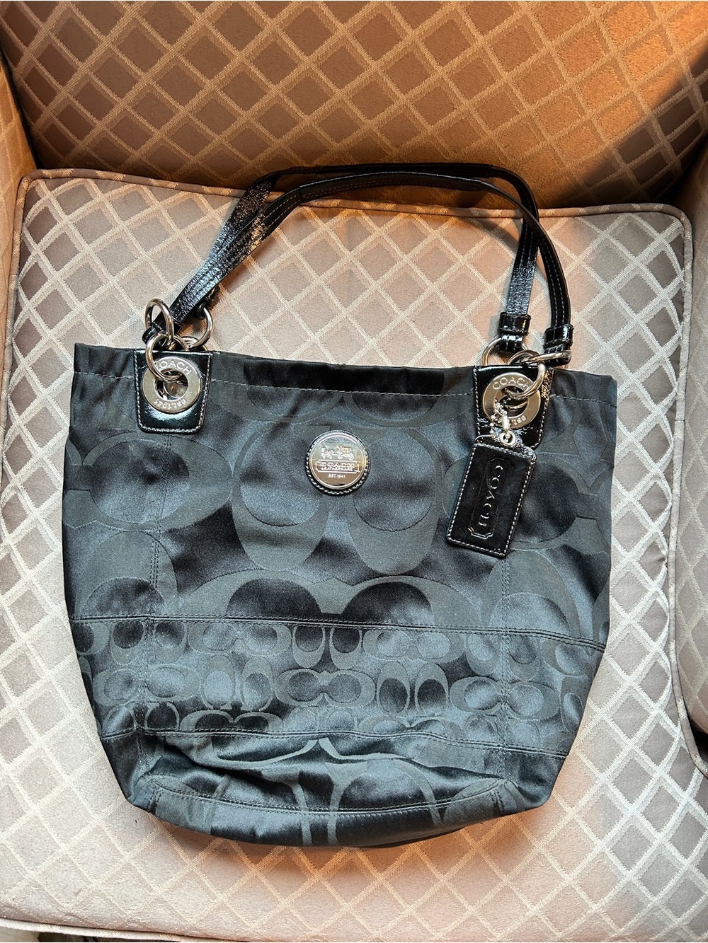 Signature Black COACH Alex Shoulder Bag Purse